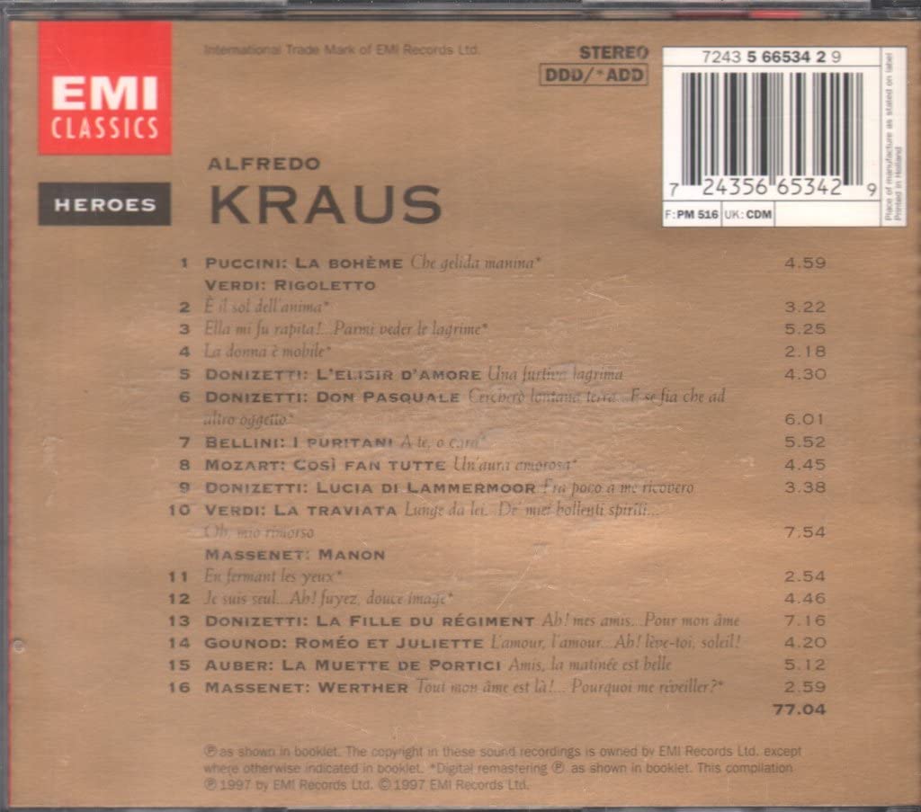 Alfredo Kraus - Opera Heroes Series (EMI) used book depot