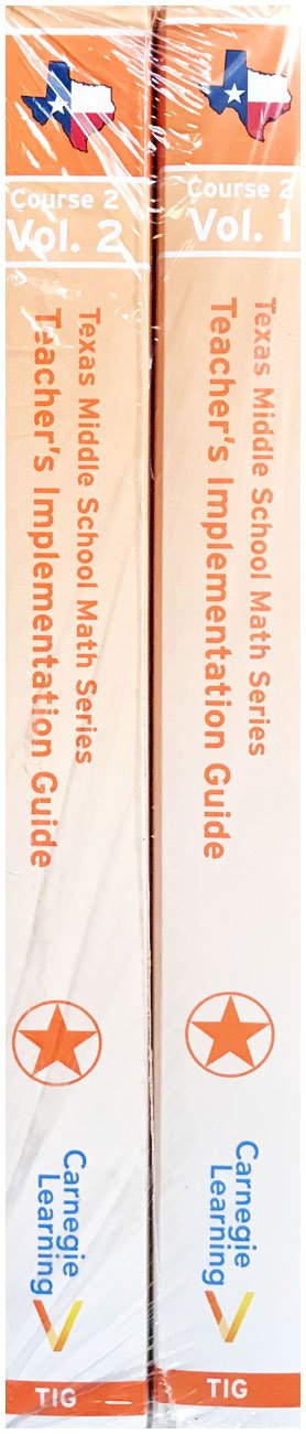 Carnegie Learning Texas Middle School Math Series Course 2 Teacher's Implementation Guide Volumes 1 & 2 used book depot