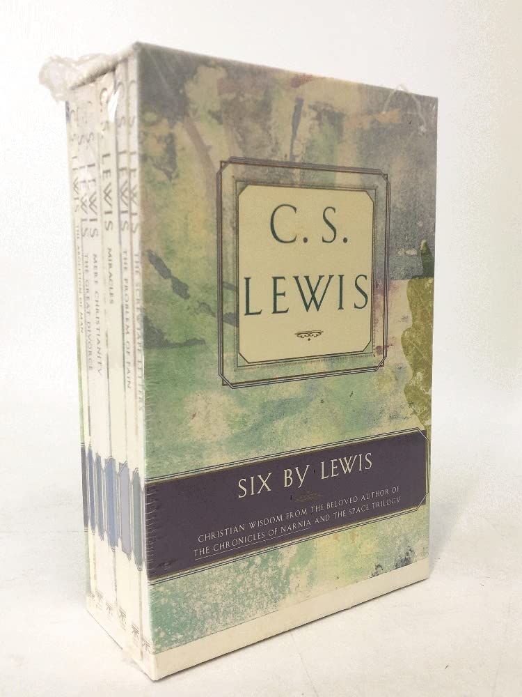 Six by Lewis: The Abolition of Man, the Great Divorce, Mere Christianity, Miracles, the Problem of Pain, the Screwtape Letters used book depot