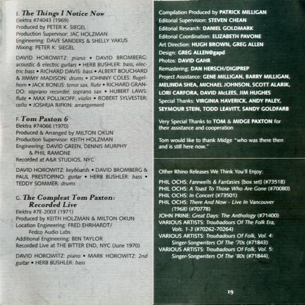 I Can't Help But Wonder Where I'm Bound: The Best Of Tom Paxton used book depot