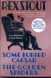 Nero Wolfe Mysteries: Some Buried Caesar; The Golden Spiders hardcover book cover with a silhouette of a man.