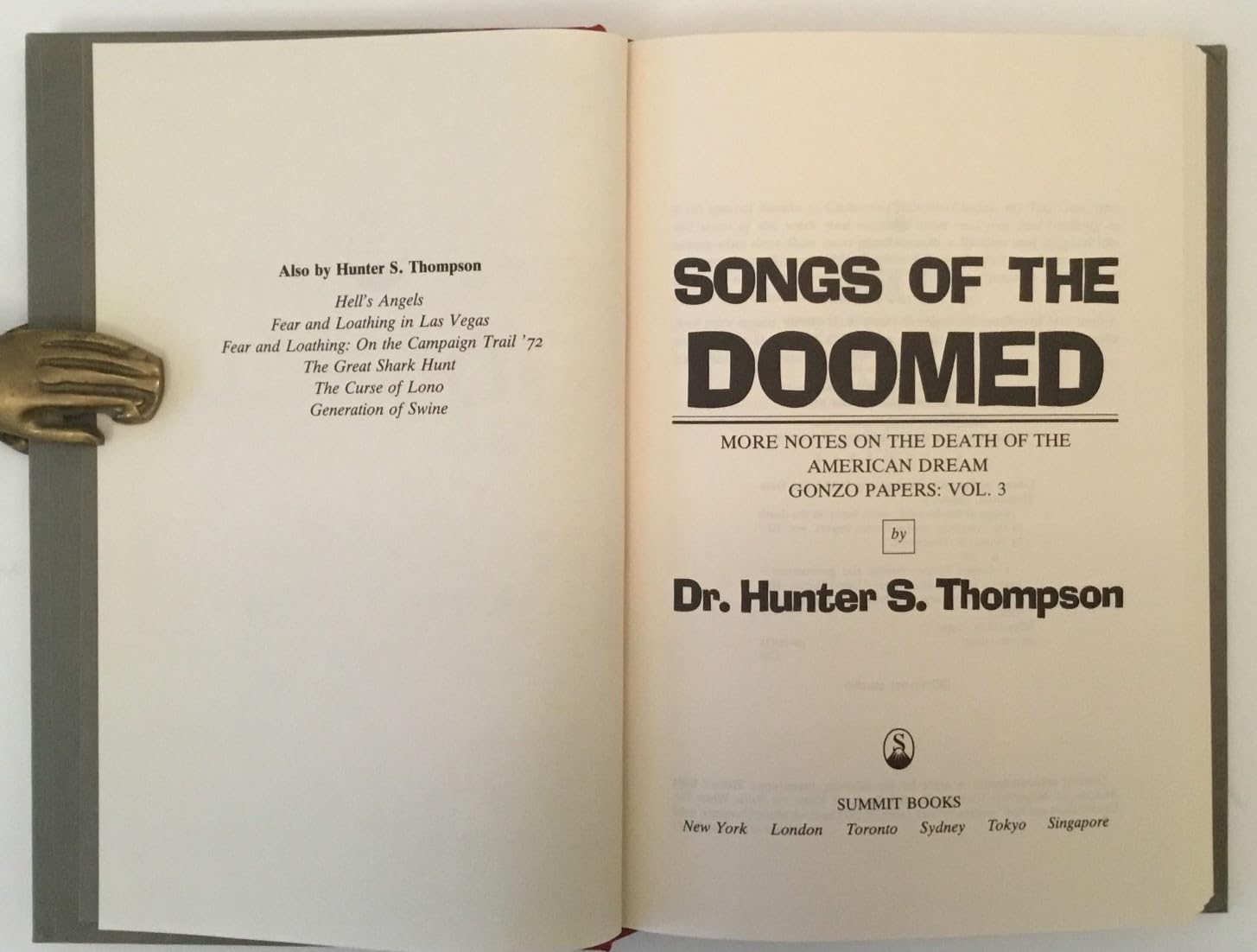 Songs of the Doomed: More Notes on the Death of the American Dream Gonzo Papers, Vol. 3 used book depot