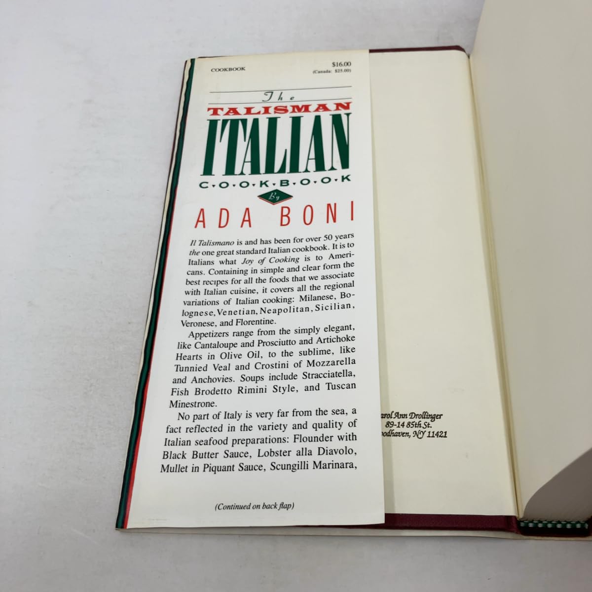 The Talisman Italian Cookbook: Italy's bestselling cookbook adapted for American kitchens used book depot