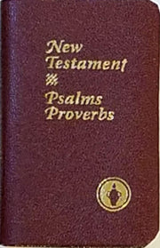 New Testament Psalms Proverbs Pocket Size Maroon Color used book depot