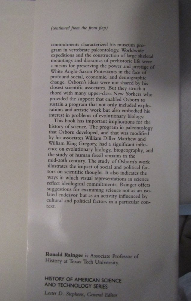 An Agenda for Antiquity: Henry Fairfield Osborn & Vertebrate Paleontology at the American Museum of Natural History, 1890-1935 (History of American Science and Technology Series) used book depot