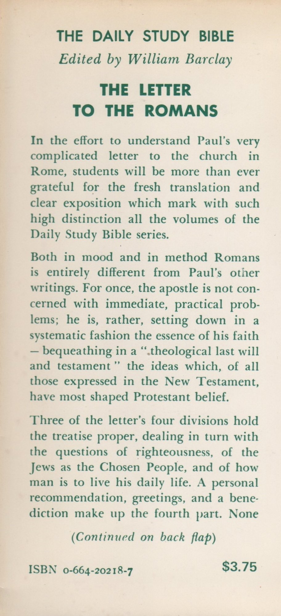 The Letter to the Romans used book depot