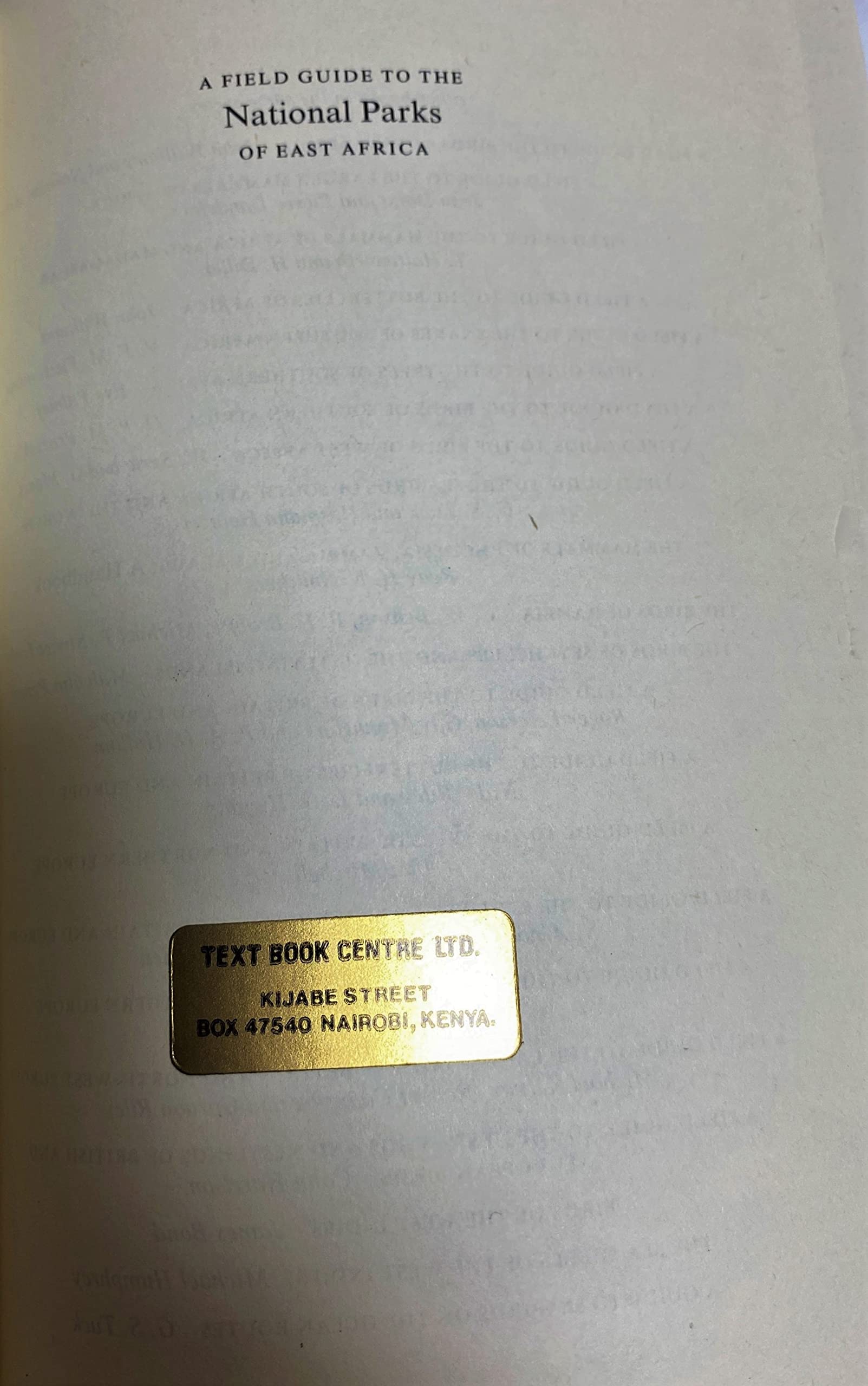 National Parks of East Africa (Collins Field Guides) used book depot