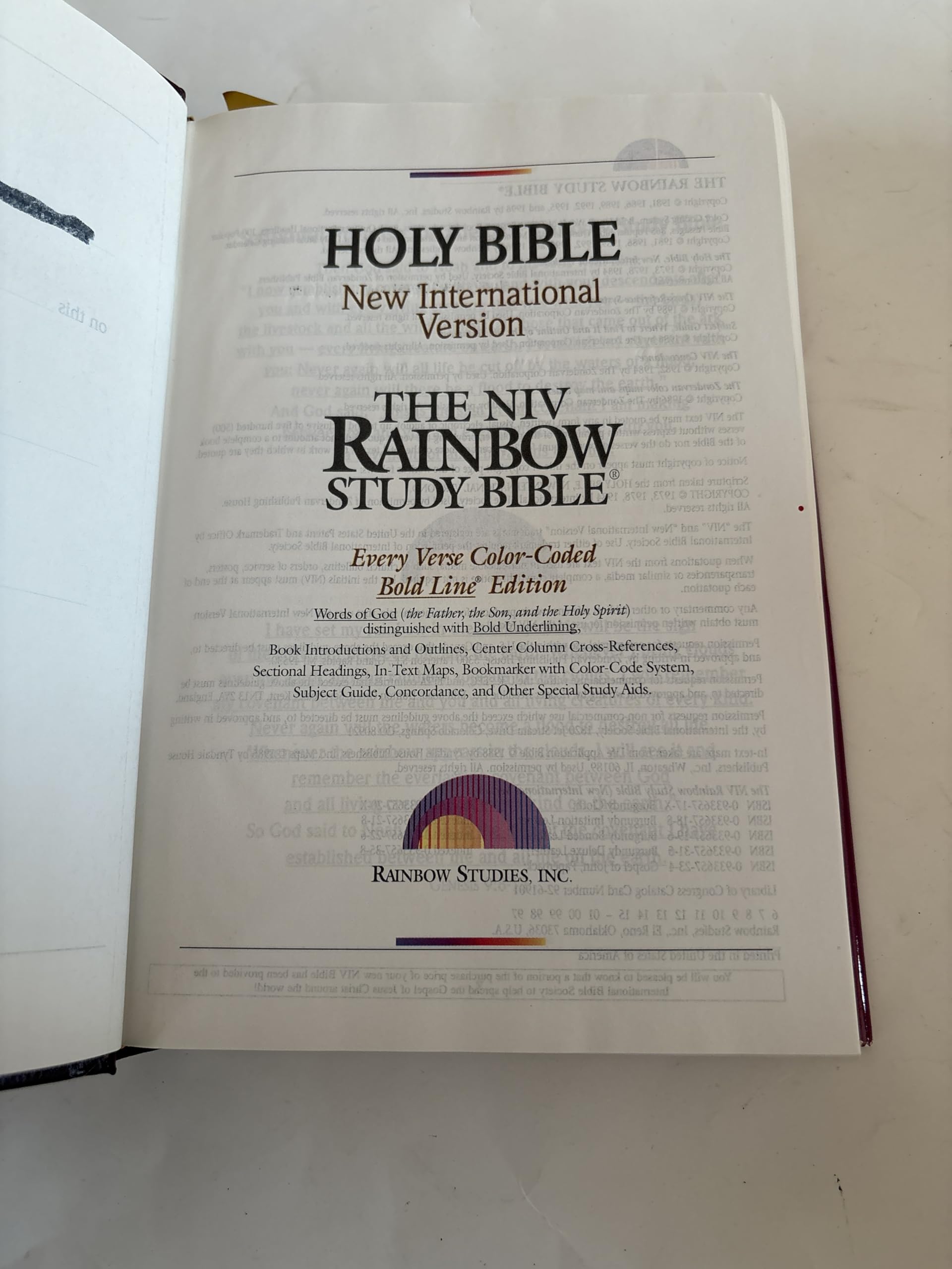 New International Version Rainbow Study Bible/Burgundy