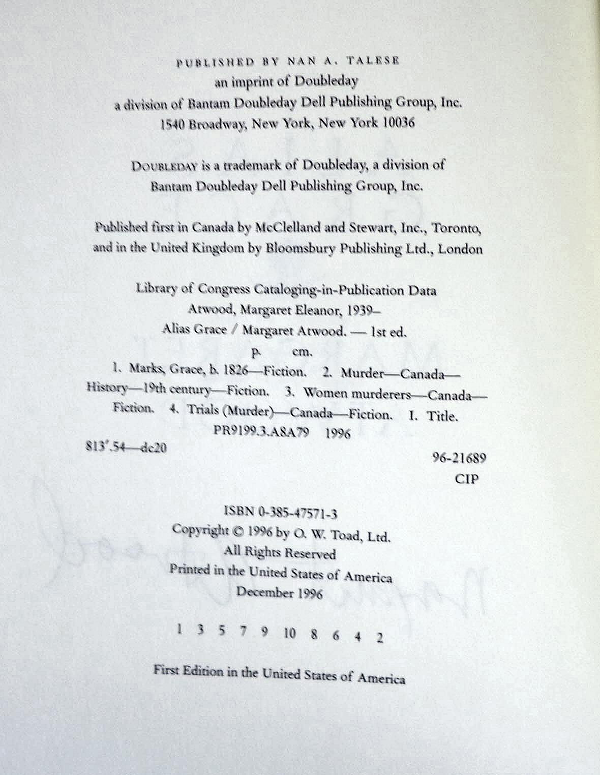 Alias Grace used book depot