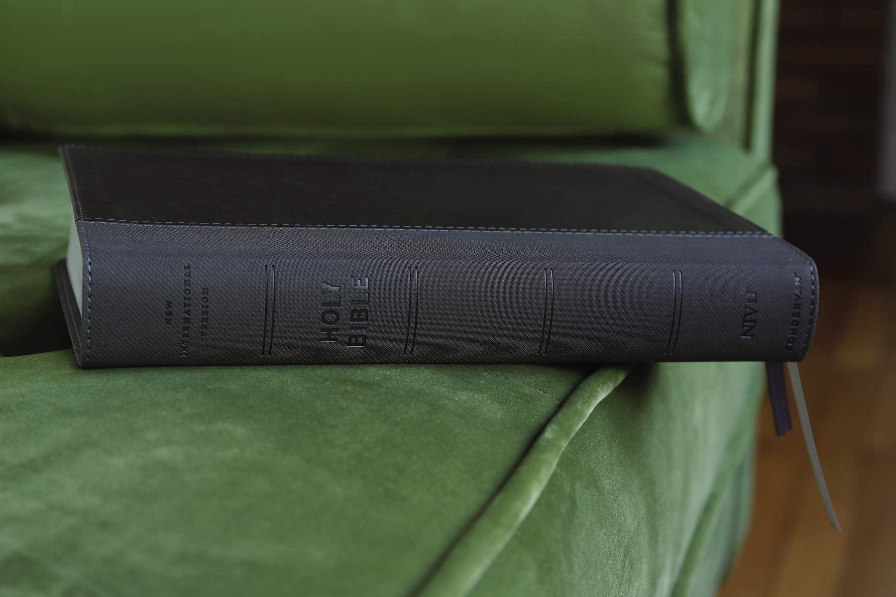 NIV, Personal Size Bible, Large Print, Leathersoft, Black, Red Letter, Comfort Print used book depot