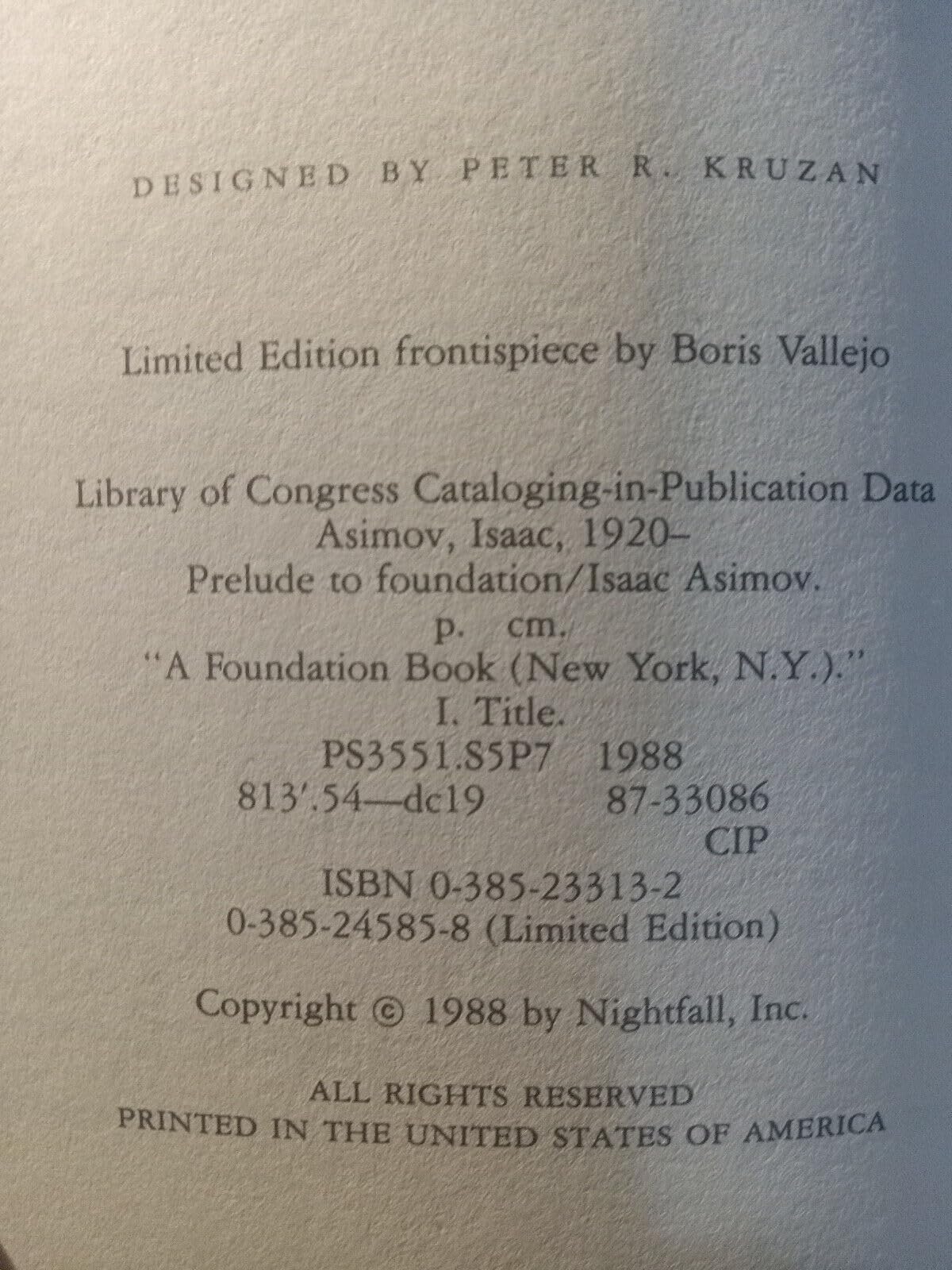 Isaac Asimov PRELUDE TO FOUNDATION 1988 Doubleday, NY Early Printing HC/DJ [Hardcover] unknown used book depot