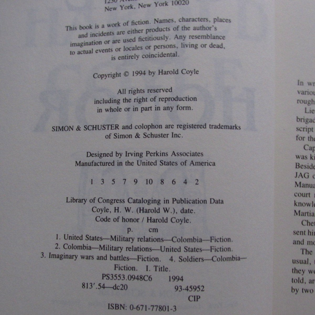 Code of Honor used book depot
