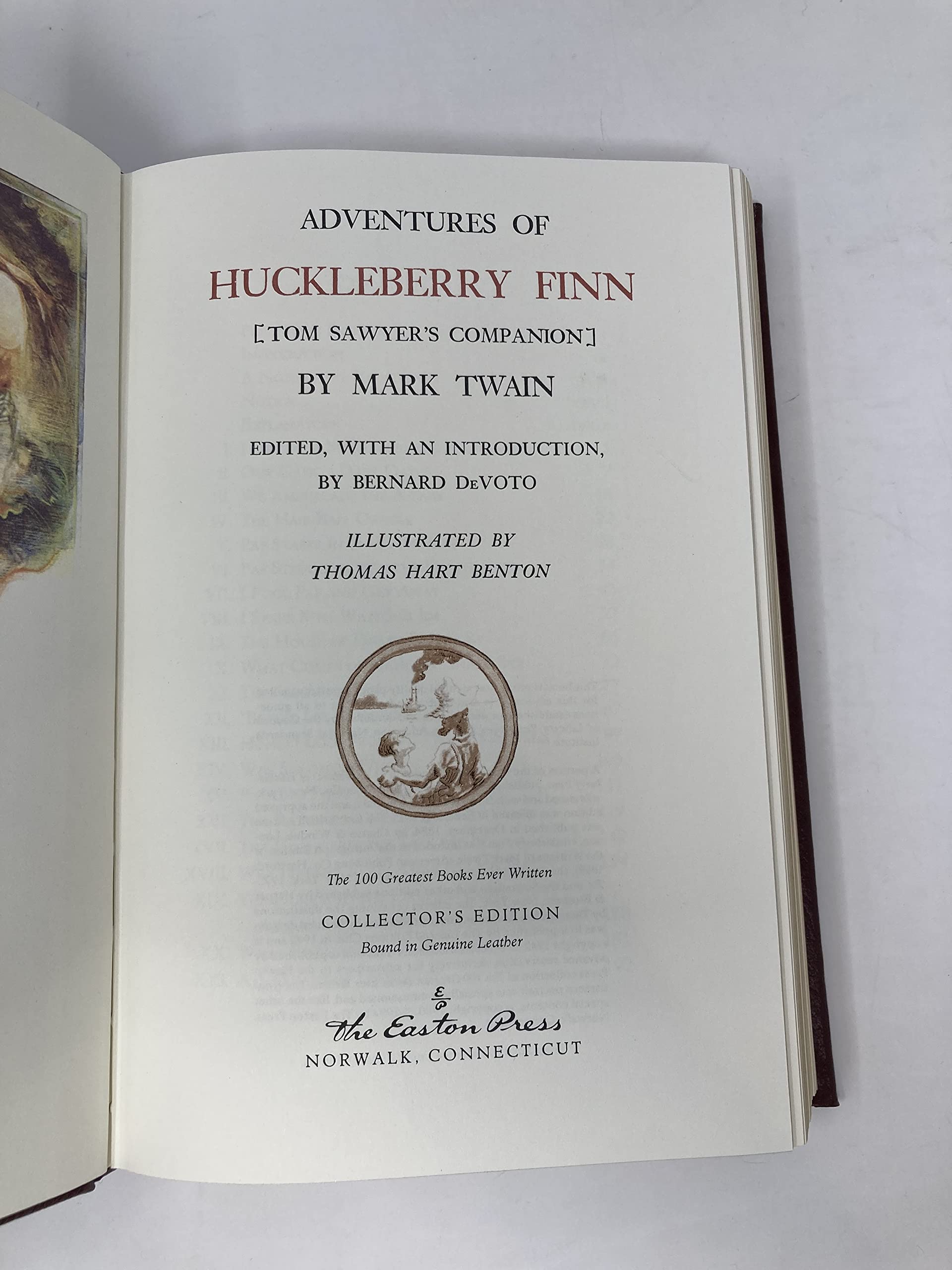 The Adventures of Huckleberry Finn: Tom Sawyer's Companion (2008 Brown Leatherbound Hardcover Easton Press Deluxe Limited Collector's Edition Printing, 0677068573) used book depot