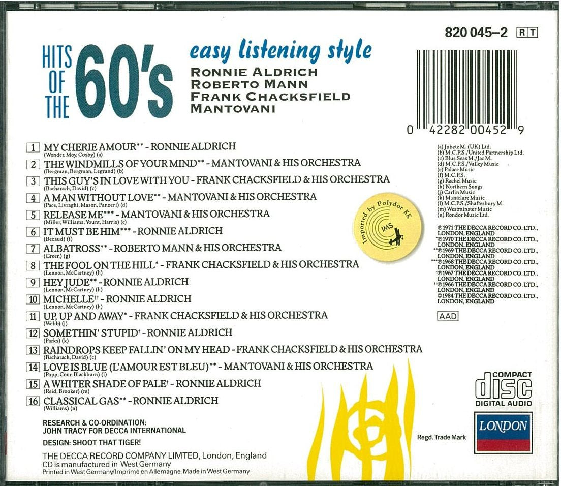 Hits of the '60s: Easy Listening Style used book depot