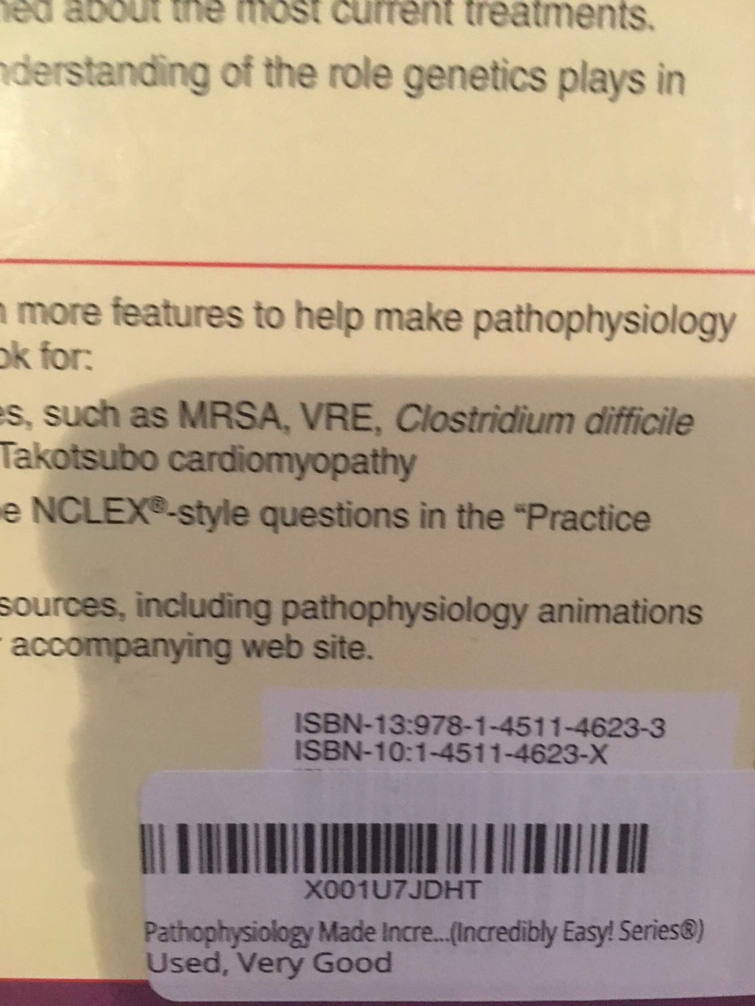 Pathophysiology Made Incredibly Easy! used book depot