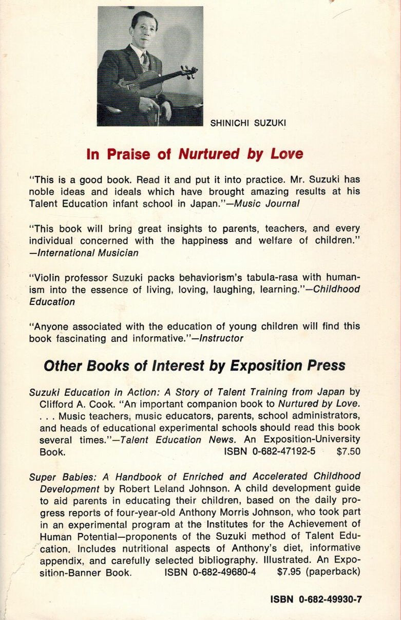 Nurtured by Love: The Classic Approach to Talent Education used book depot
