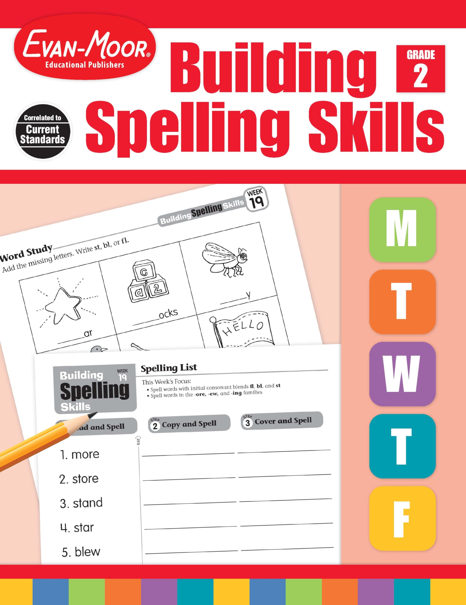Evan-Moor Building Spelling Skills, Grade 2 - Homeschooling & Classroom Resource Workbook, Reproducible Worksheets, Teaching Edition, Spelling Strategies, Reading and Writing Skills used book depot