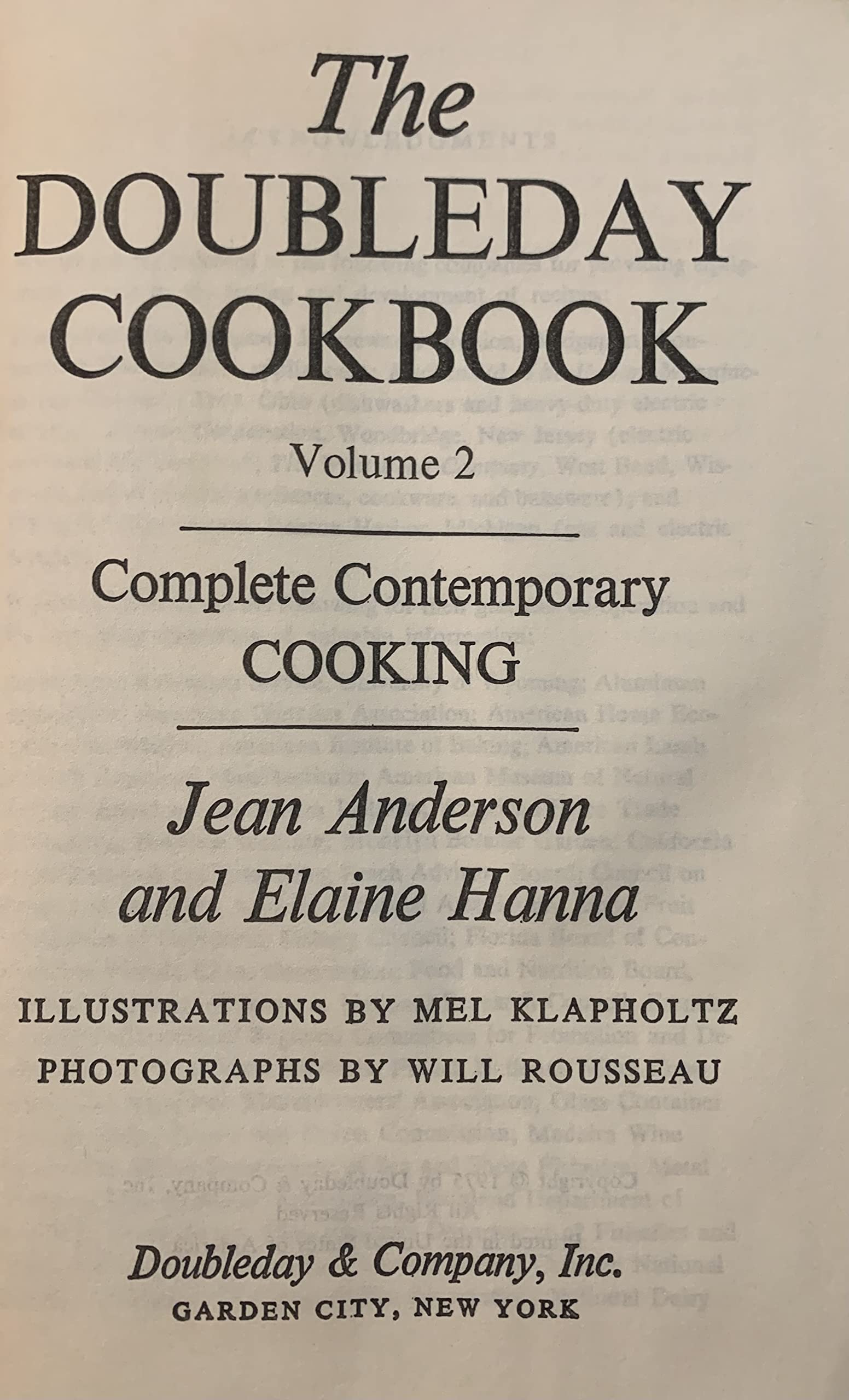The Doubleday Cookbook. Complete Contemporary Cooking. 2 VOLUMES used book depot