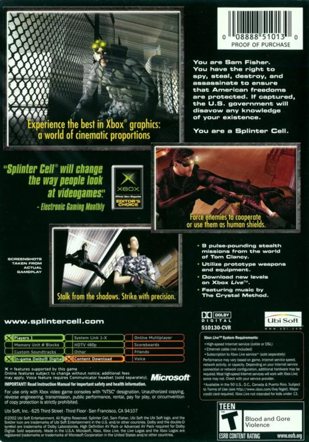 Tom Clancy's Splinter Cell - Xbox used book depot