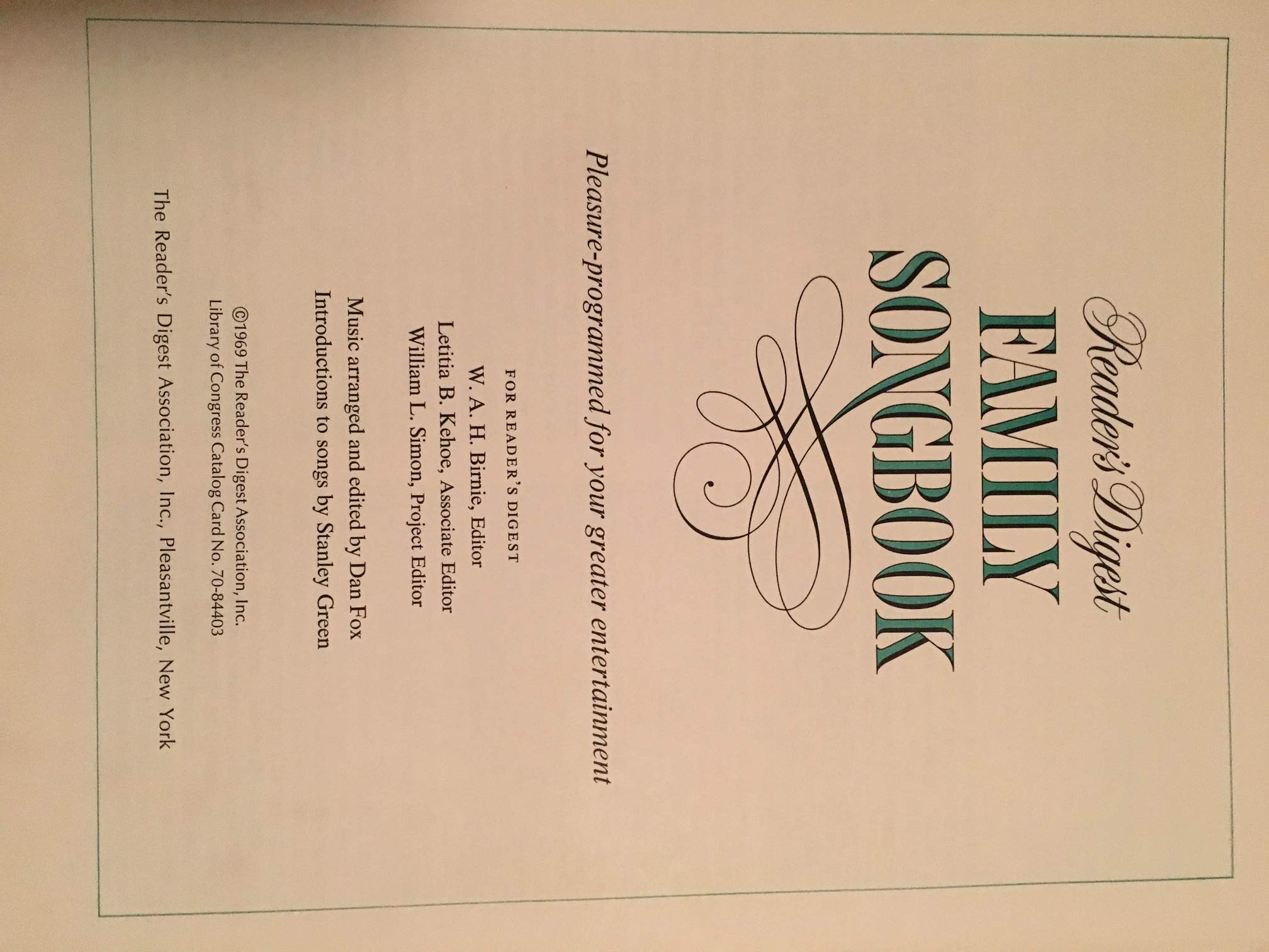 Reader's Digest: Family Songbook used book depot
