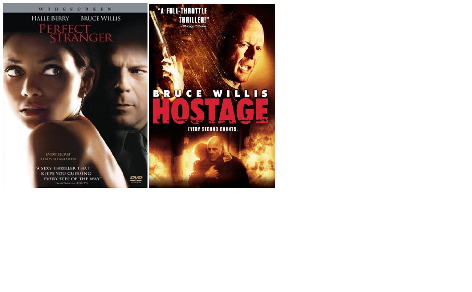 Perfect Stranger & Hostage 2 DVD Pack~Bruce Willis used book depot