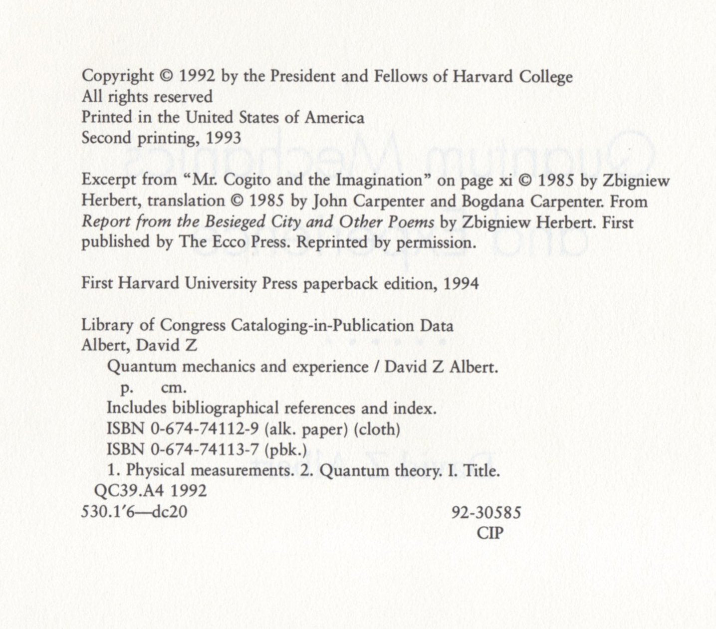 Quantum Mechanics and Experience