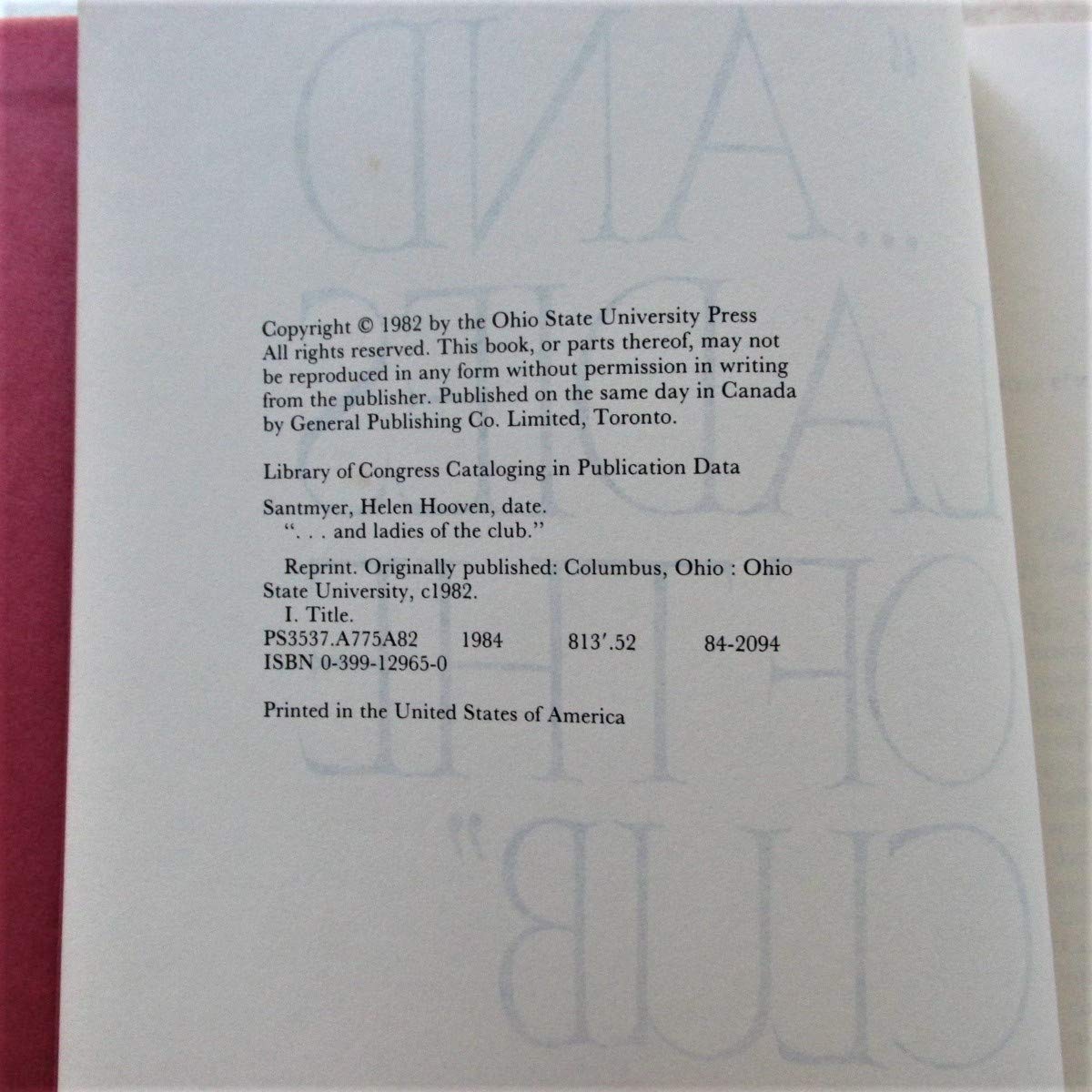 And Ladies of the Club used book depot