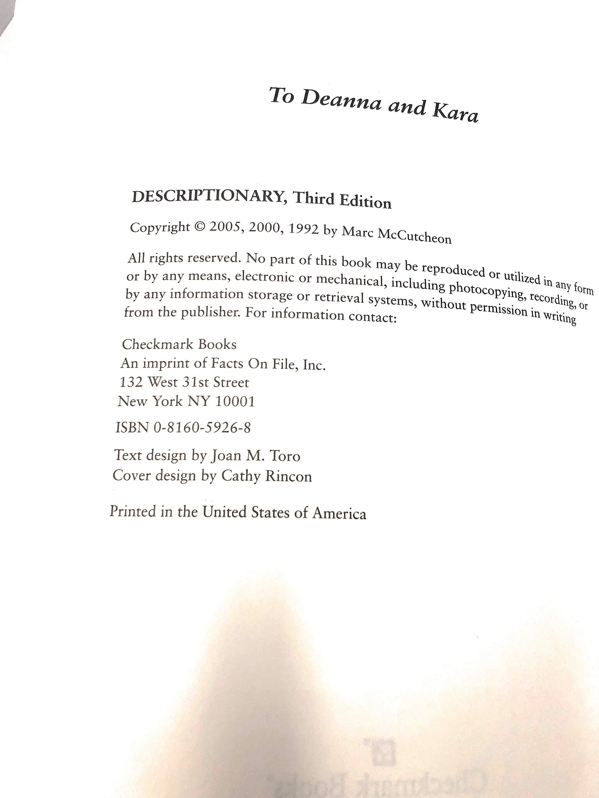 Descriptionary: A Thematic Dictionary used book depot