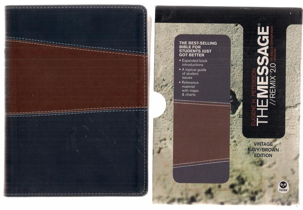 The Message//REMIX (Leather-Look, Brown/Navy): The Bible in Contemporary Language used book depot