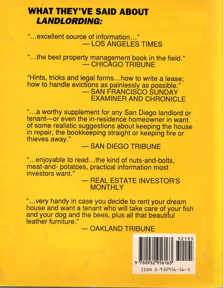 Landlording: A Handy Manual for Scrupulous Landlords and Landladies Who Do It Themselves used book depot