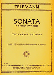 Telemann: Sonata in F minor TWV 41:f1 for Trombone and Piano used book depot
