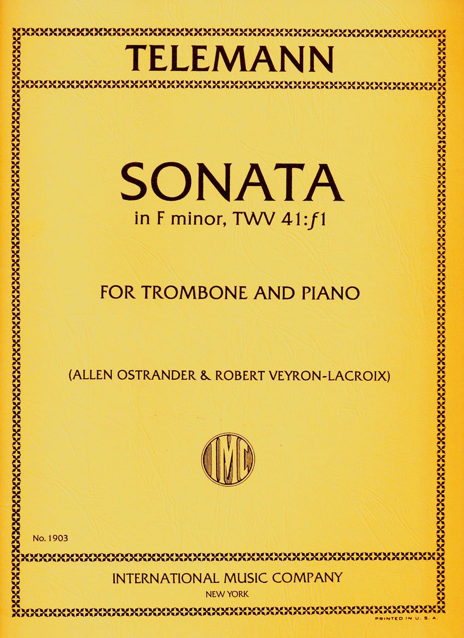 Telemann: Sonata in F minor TWV 41:f1 for Trombone and Piano used book depot