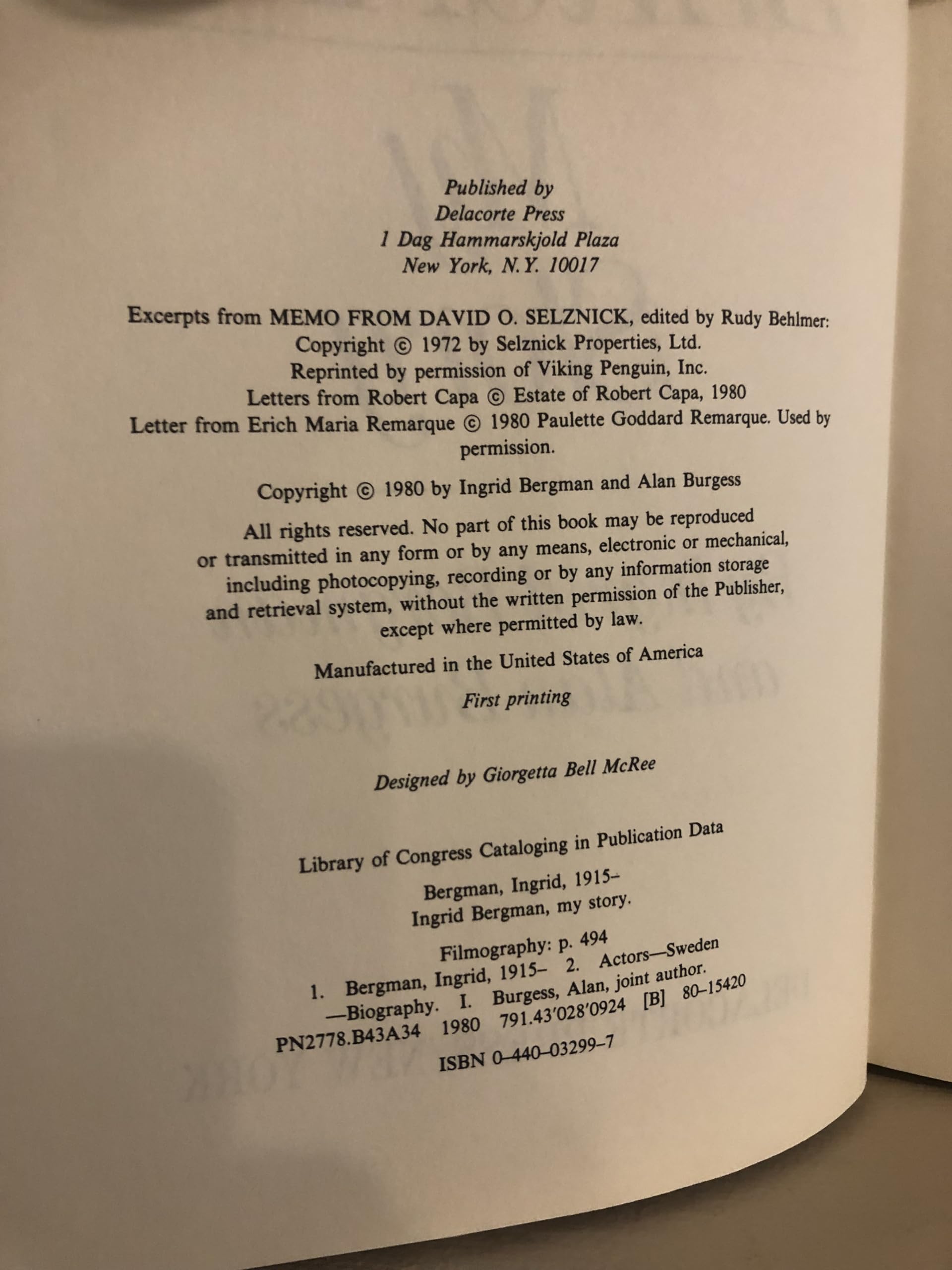 Ingrid Bergman: My Story used book depot