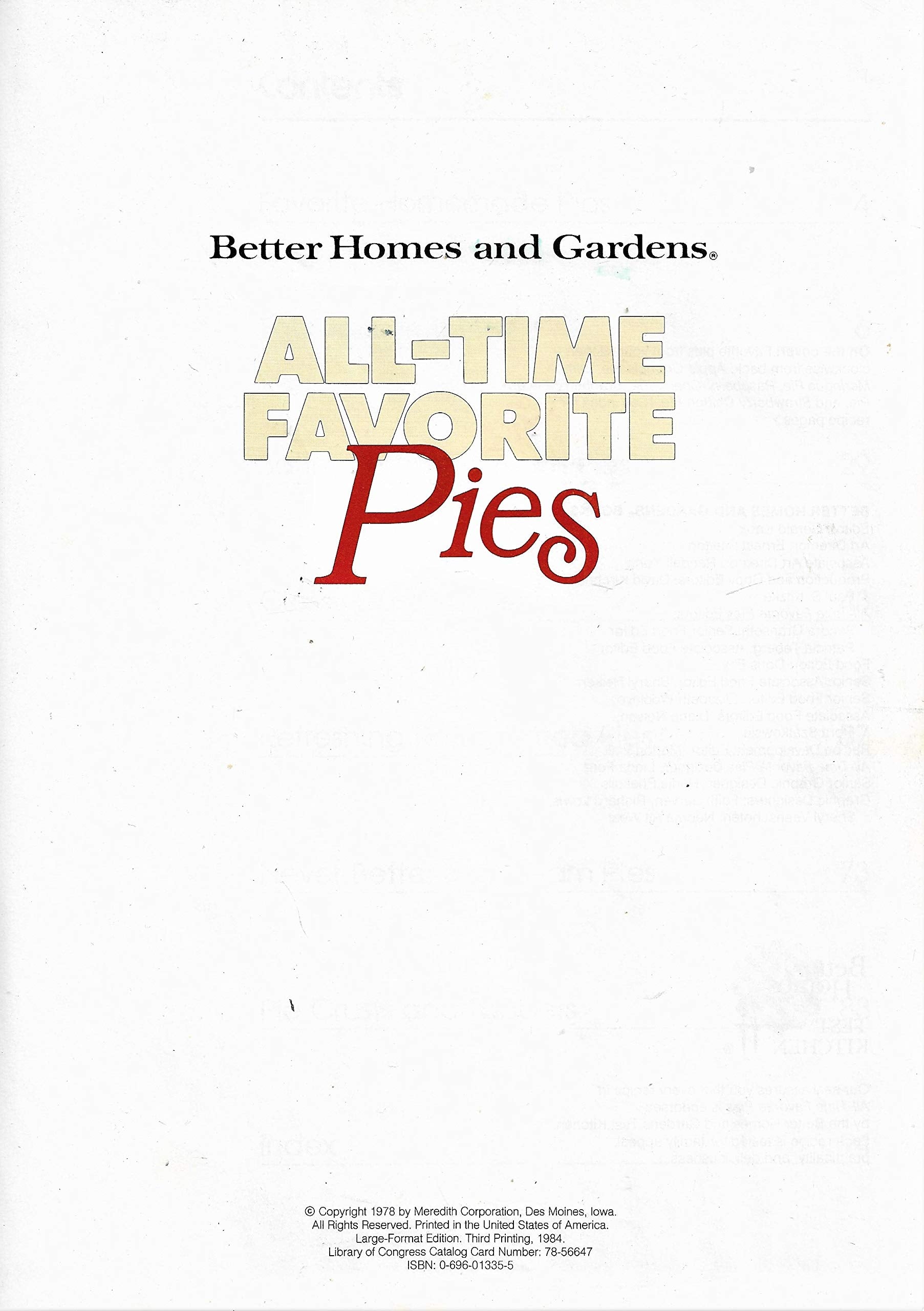 Better Homes and Gardens All-Time Favorite Pies used book depot
