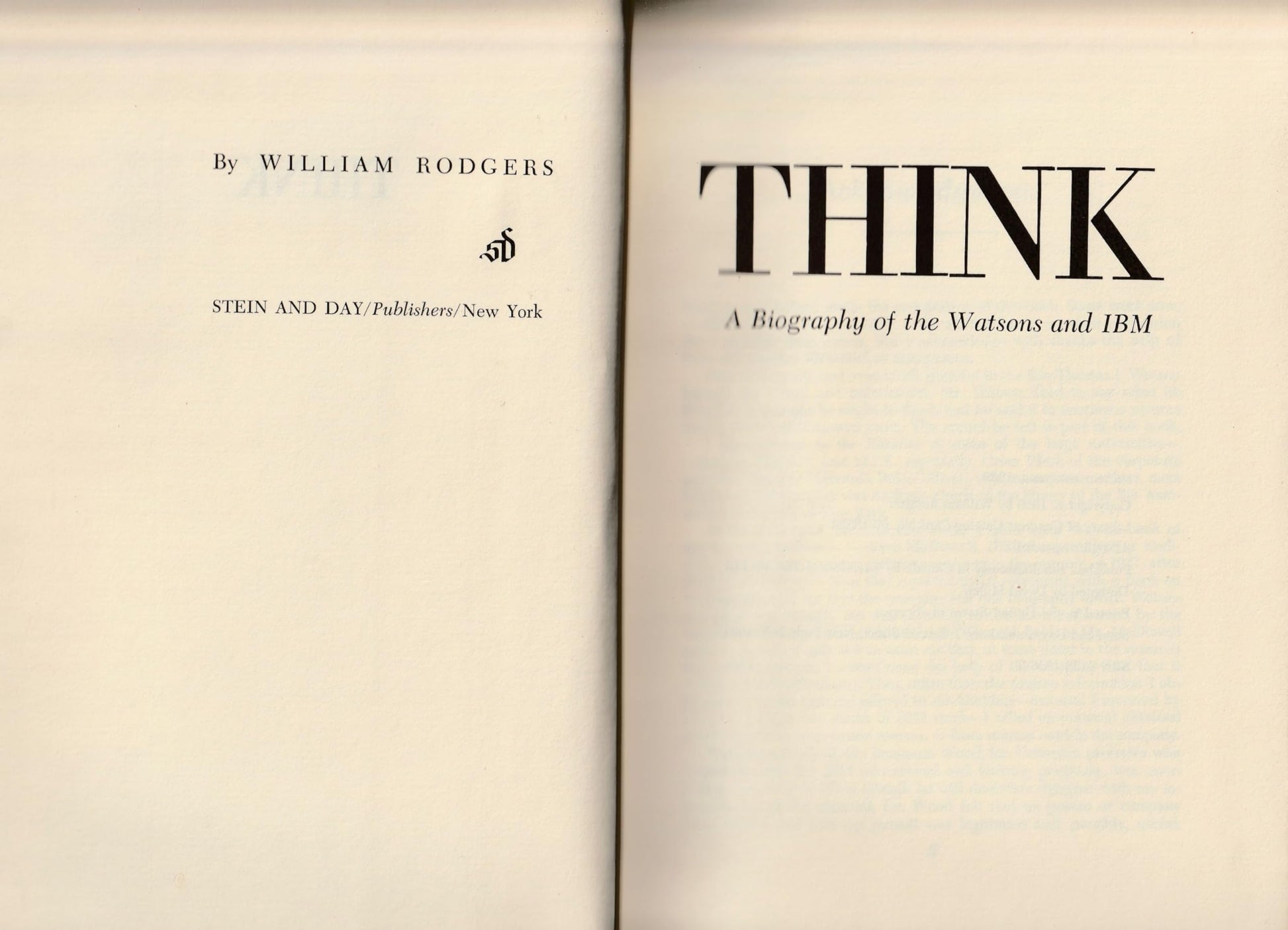 Think; A Biography of the Watsons and IBM used book depot