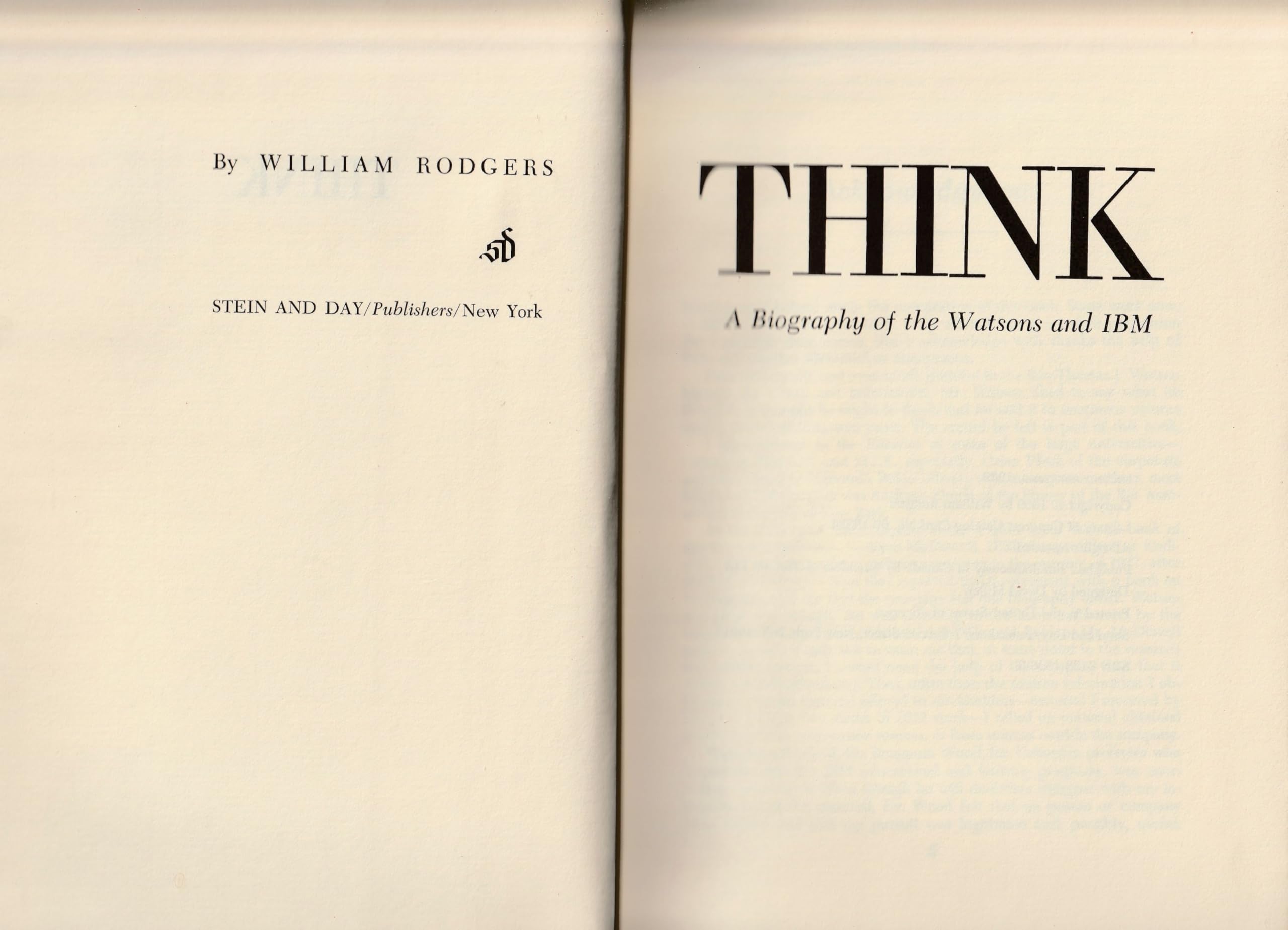 Think; A Biography of the Watsons and IBM used book depot