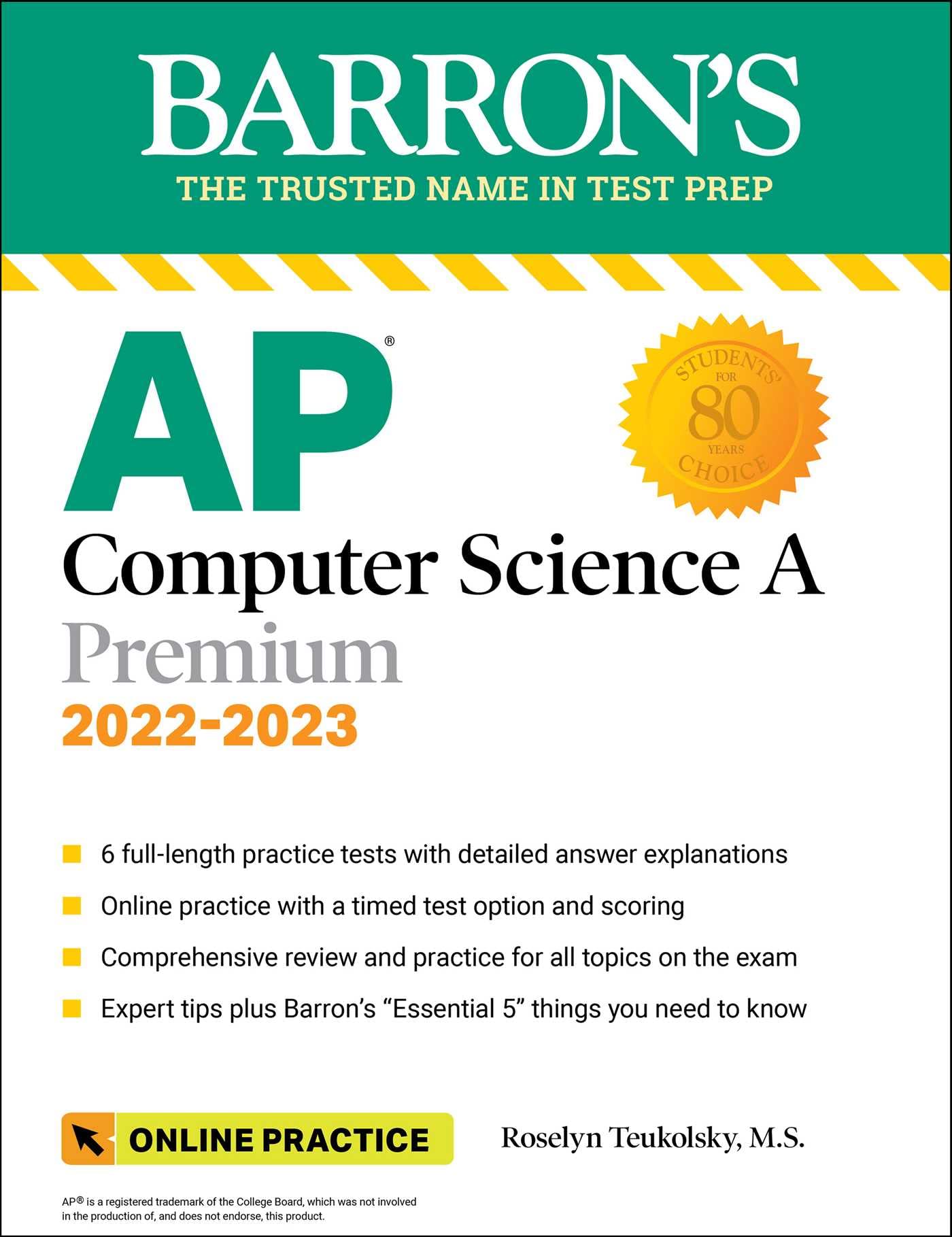 AP Computer Science A Premium, 2022-2023: Comprehensive Review with 6 Practice Tests + an Online Timed Test Option (Barron's AP) used book depot
