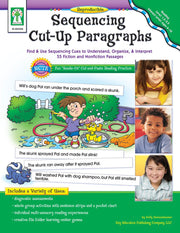Sequencing Cut-Up Paragraphs, Grades 1 - 5: Find & Use Sequencing Cues to Understand, Organize, & Interpret 55 Fiction and Nonfiction Passages used book depot
