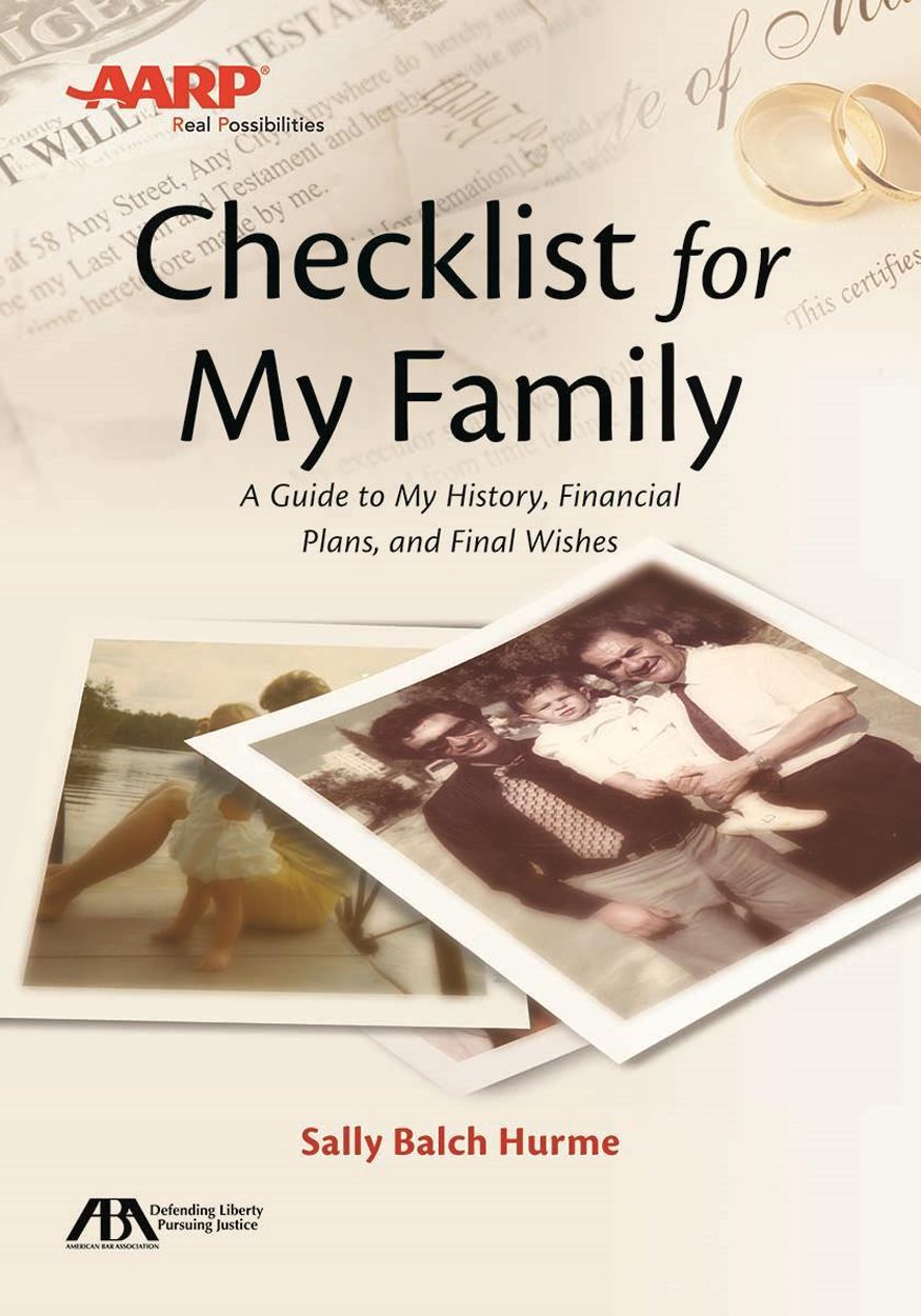 ABA/AARP Checklist for My Family: A Guide to My History, Financial Plans and Final Wishes used book depot