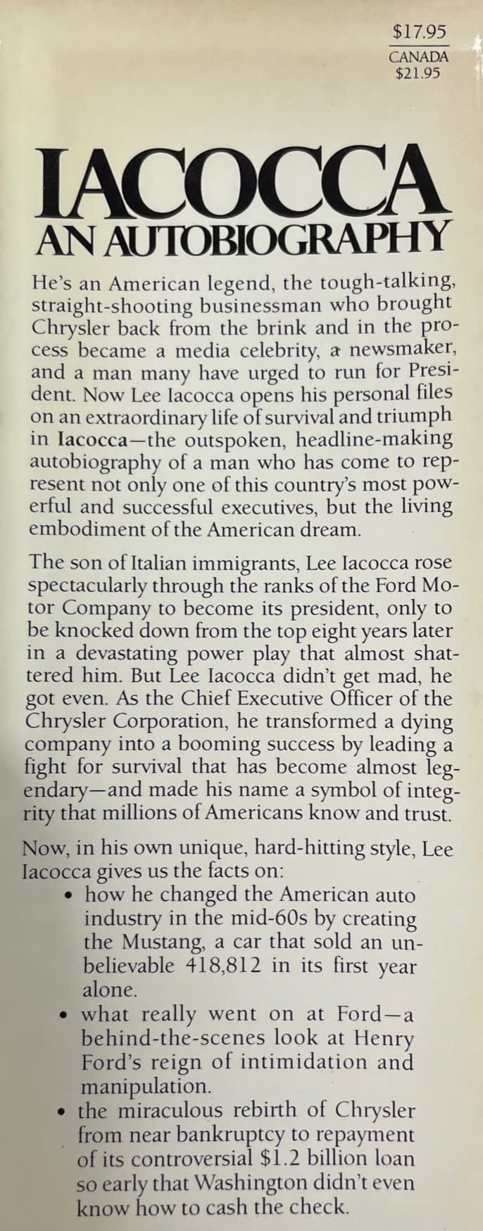 Iacocca * An Autobiography used book depot