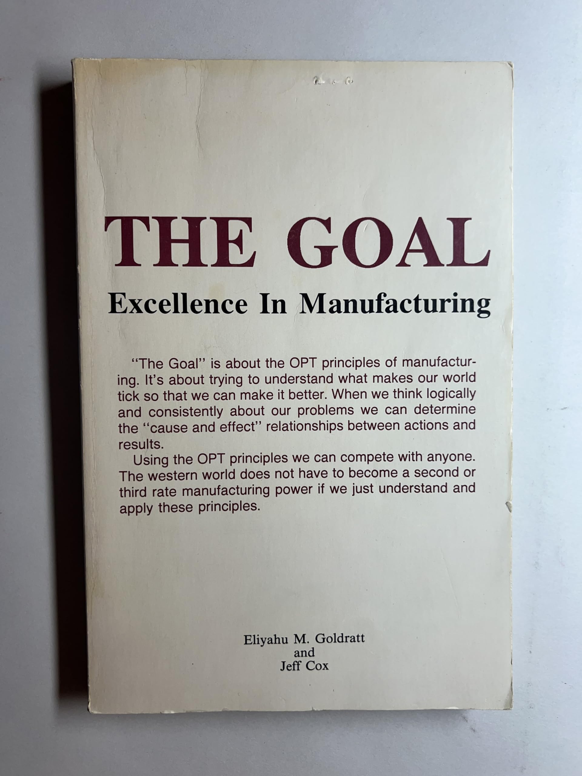 The Goal: Excellence In Manufacturing used book depot