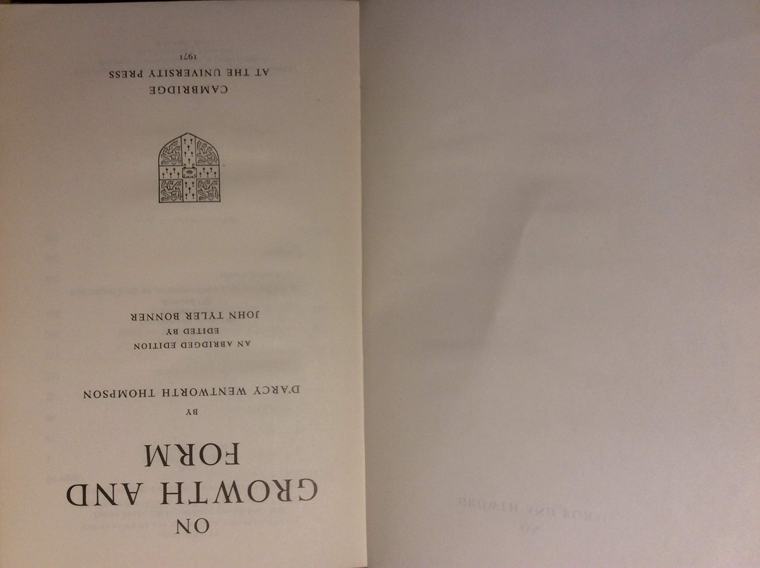 On Growth and Form Abridged Edition used book depot