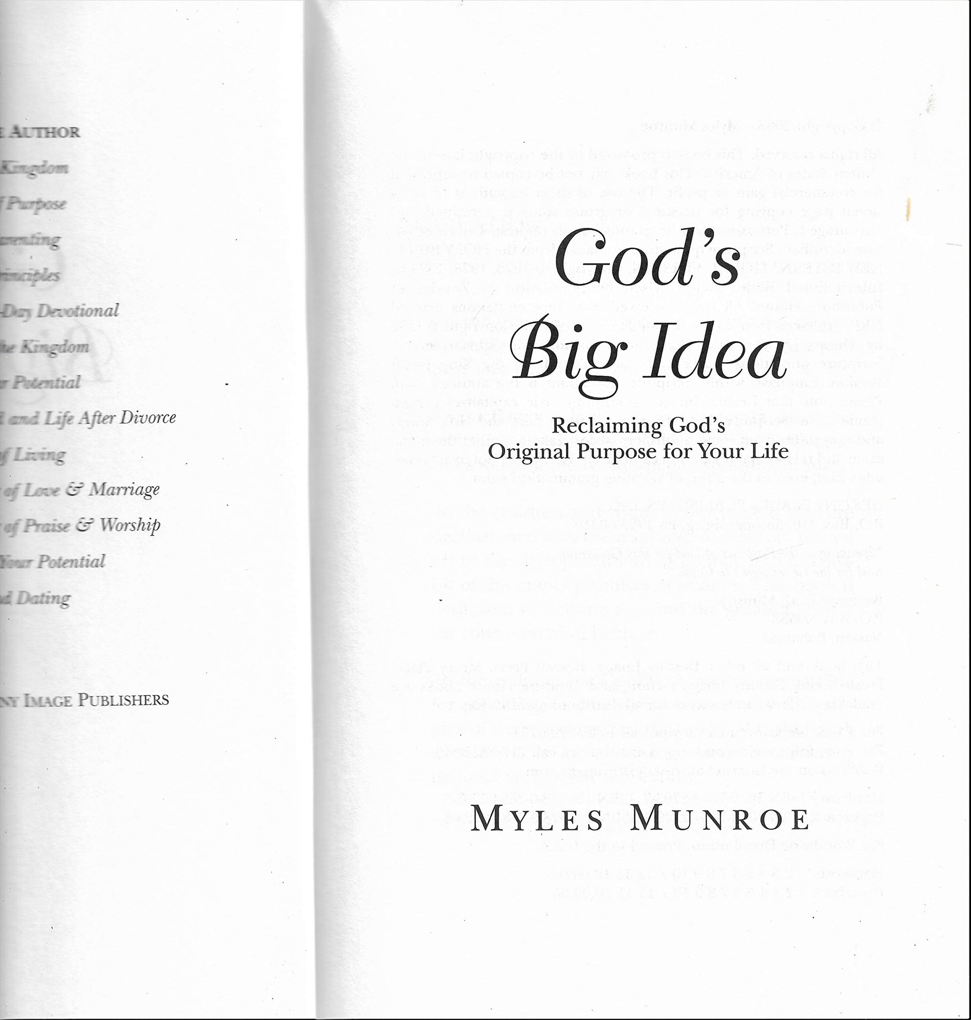 God's Big Idea: Reclaiming God's Original Purpose for Your Life (The Kingdom Series) used book depot