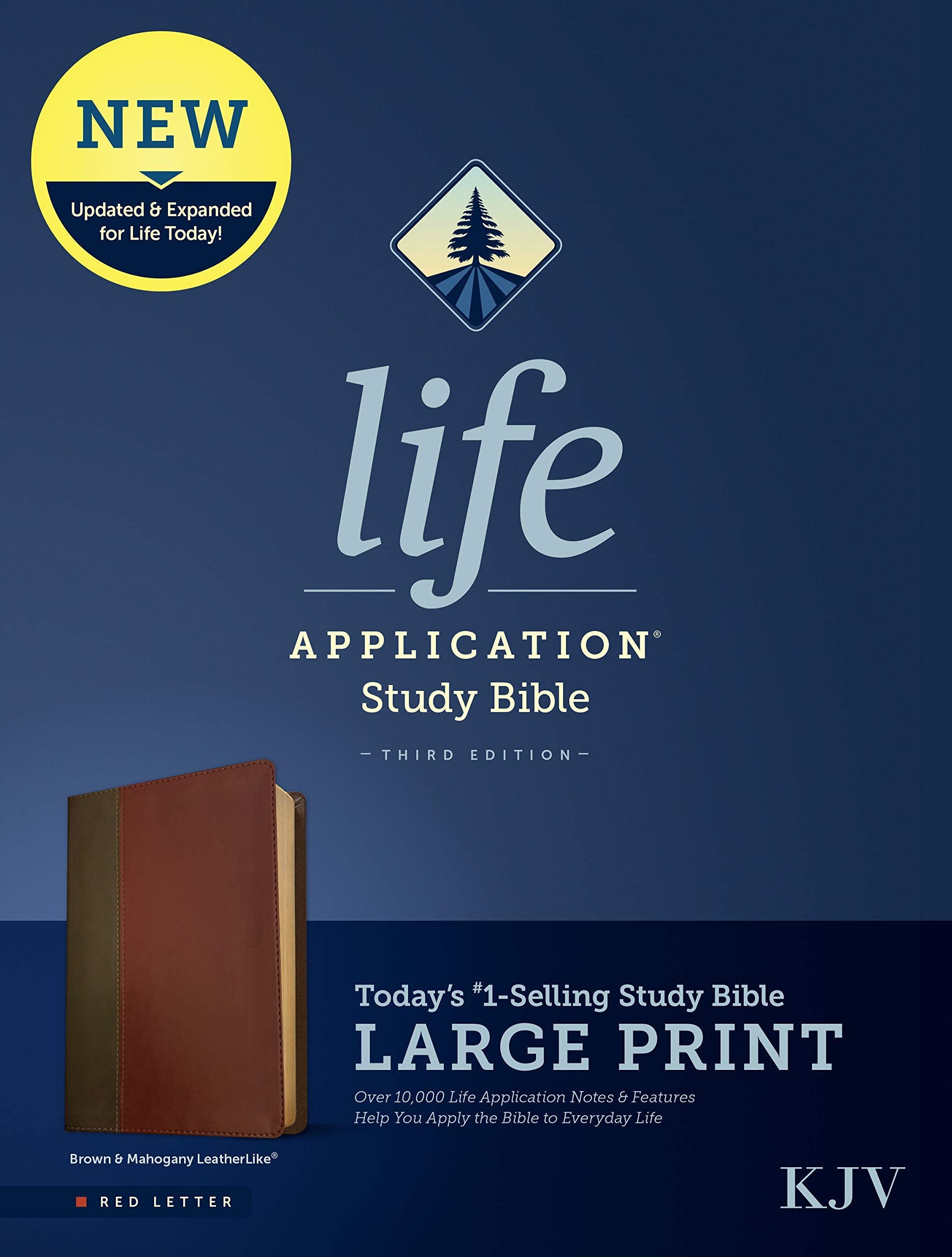 KJV Life Application Study Bible, Third Edition, Large Print (LeatherLike, Brown/Mahogany, Red Letter) used book depot