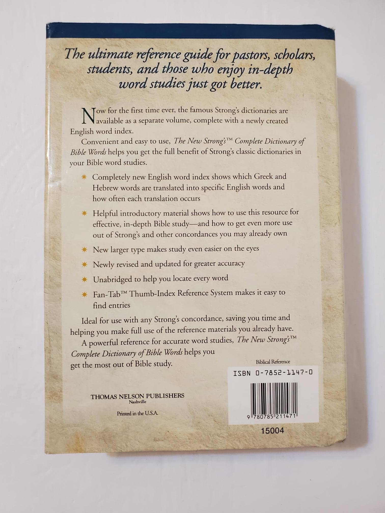 The New Strong's Complete Dictionary of Bible Words used book depot