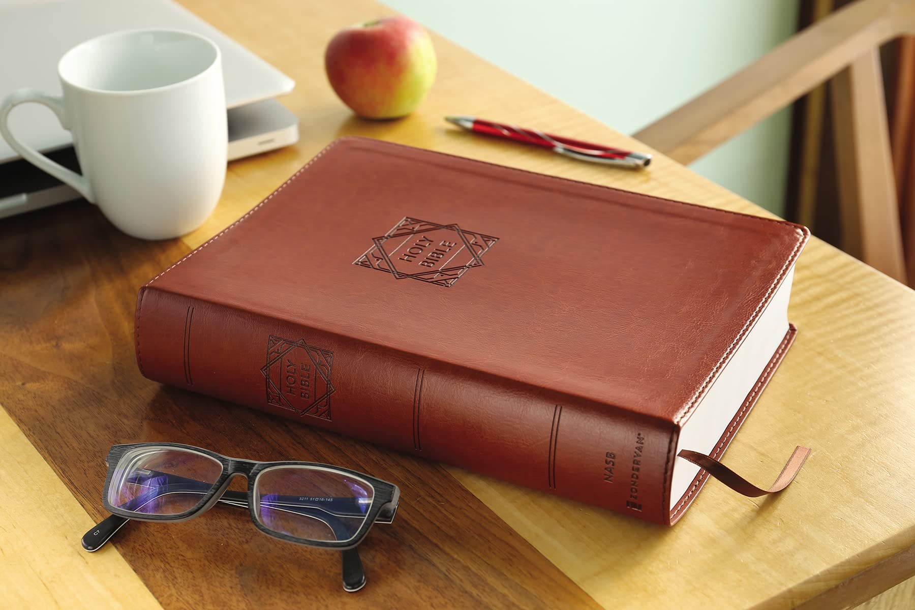 NASB, Super Giant Print Reference Bible, Leathersoft, Brown, Red Letter, 1995 Text, Comfort Print used book depot