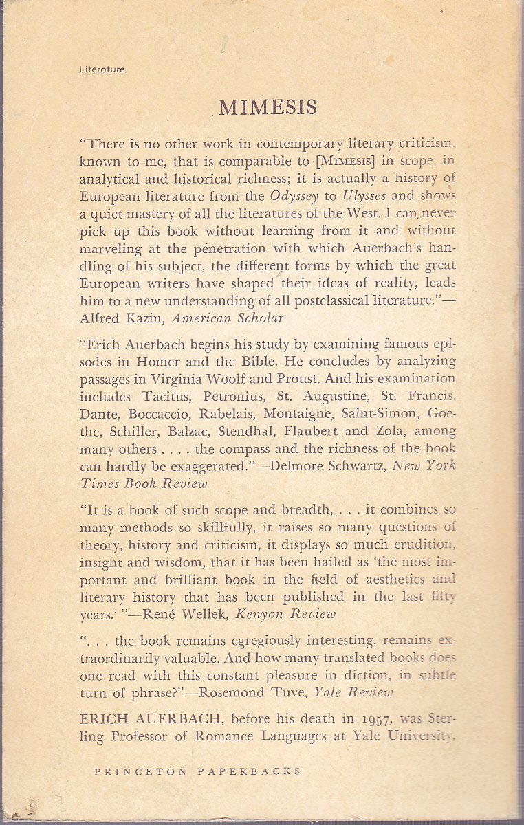 Mimesis: The Representation of Reality in Western Literature