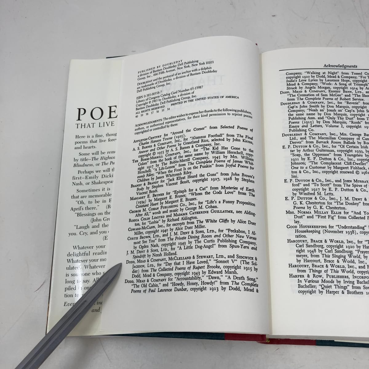 Poems That Live Forever used book depot
