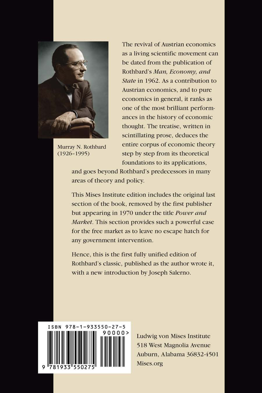 Man, Economy, and State: With Power and Market - Scholar's Edition used book depot