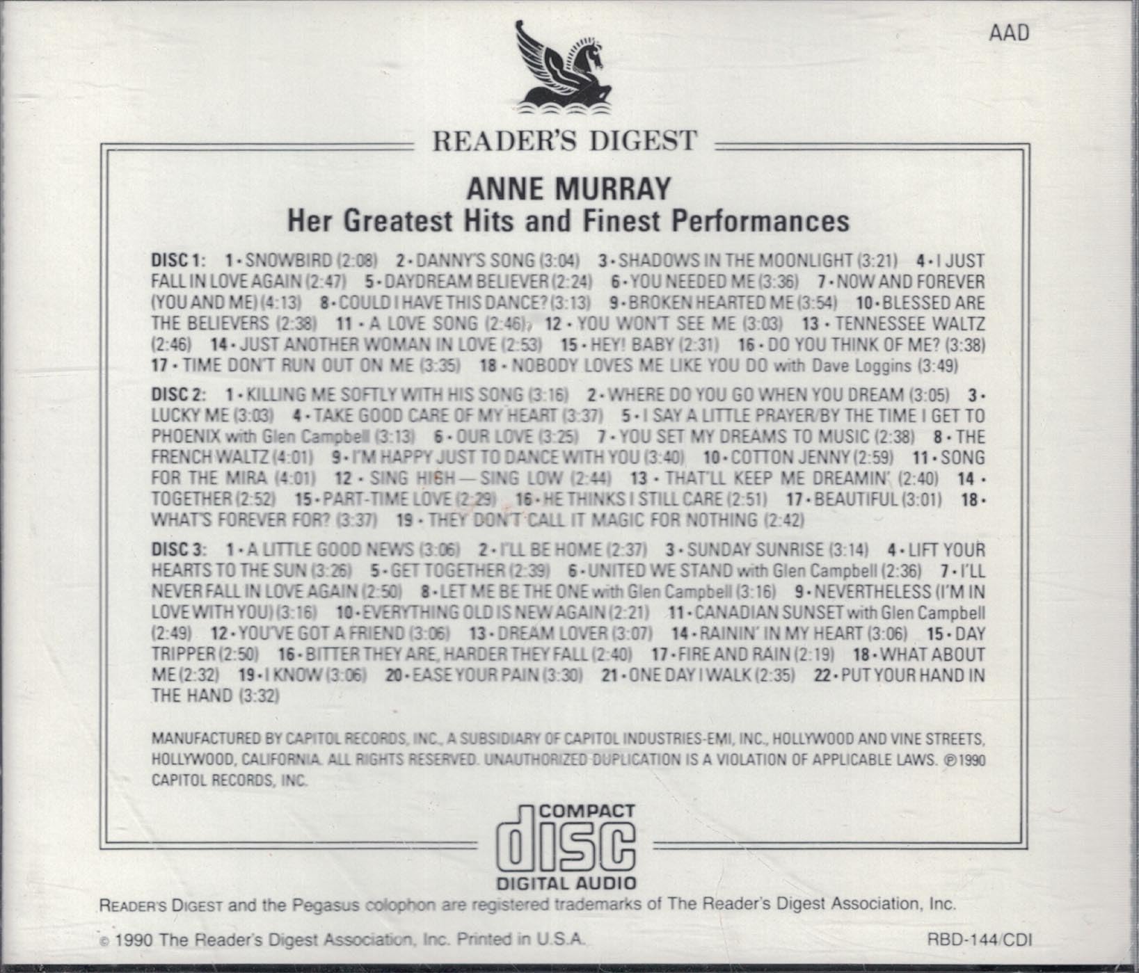 Greatest Hits and Finest Performances Reader's Digest 3 CD set